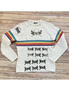 Meister winter sweater Rainbow women’s Vintage custom screen print Sz M